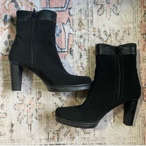 Stuart Weitzman black gore-Tex techno waterproof heeled lug sole ankle boots 9.5